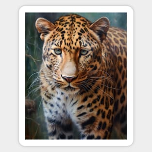 Amazing Zoo Leopard in Oil Paint Hyperrealism Sticker